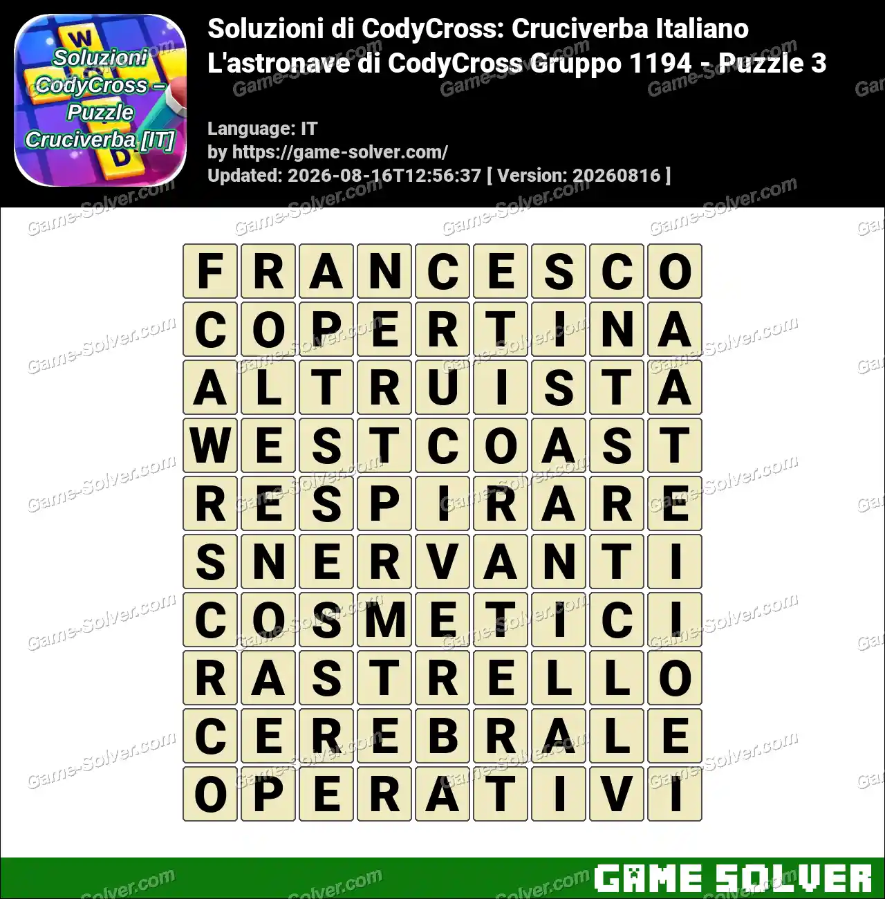Soluzioni di CodyCross: Cruciverba Italiano L’astronave di CodyCross Gruppo 1194 – Puzzle 3